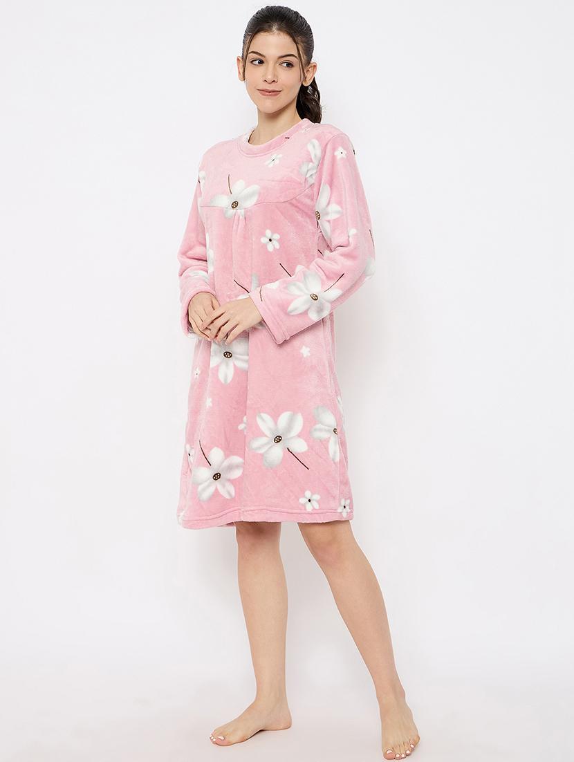 women floral long sleeve nightwear dress - 21700121 - Standard Image - 3