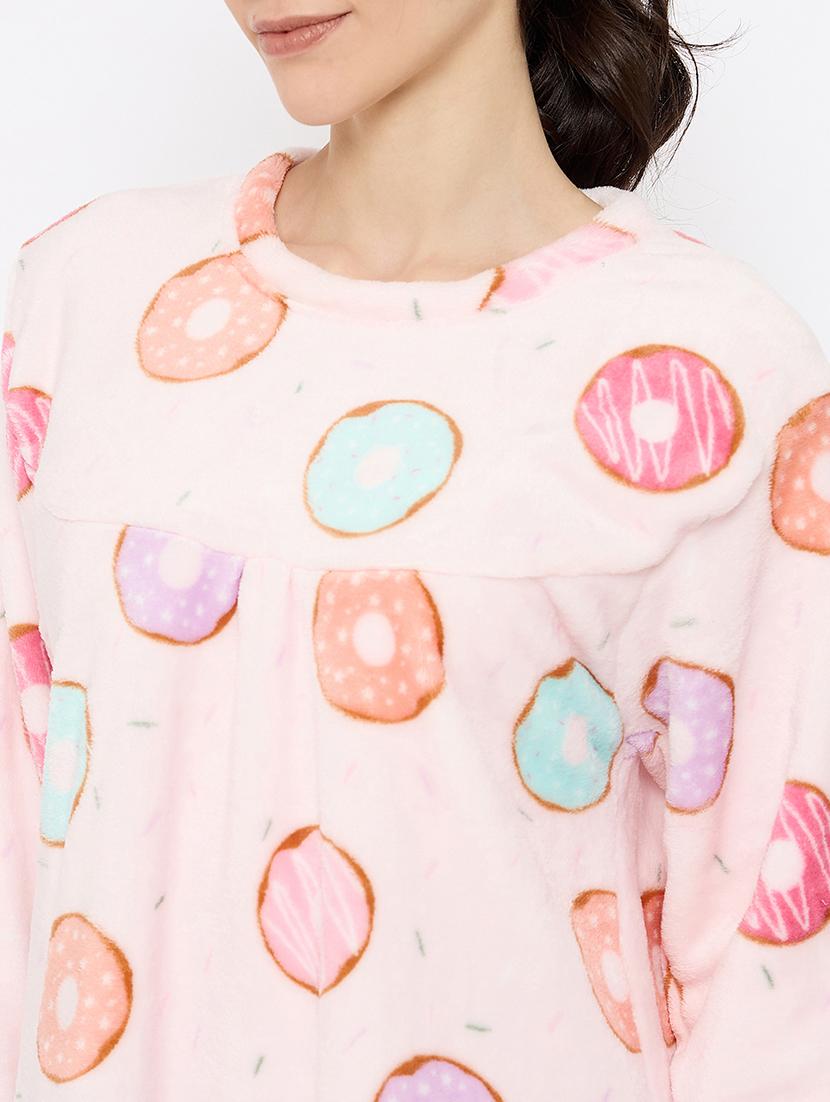 women printed long sleeve nightwear dress - 21700124 - Standard Image - 5