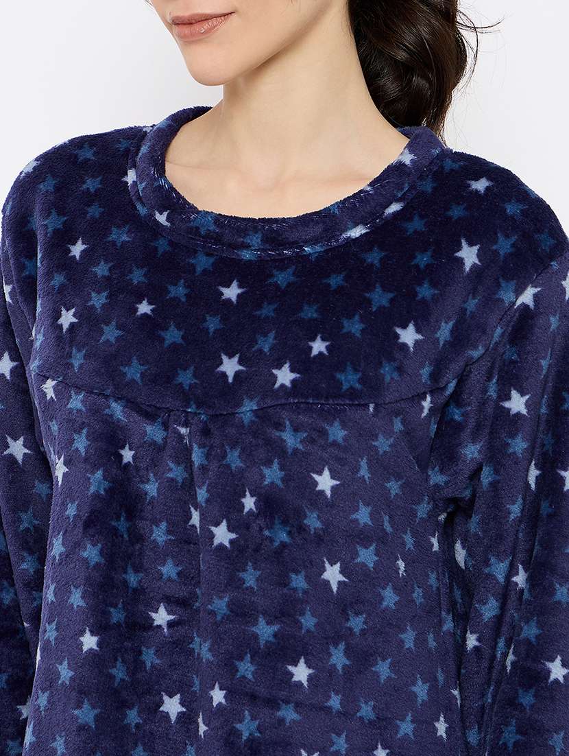 women printed long sleeve nightwear dress - 21700125 - Standard Image - 5