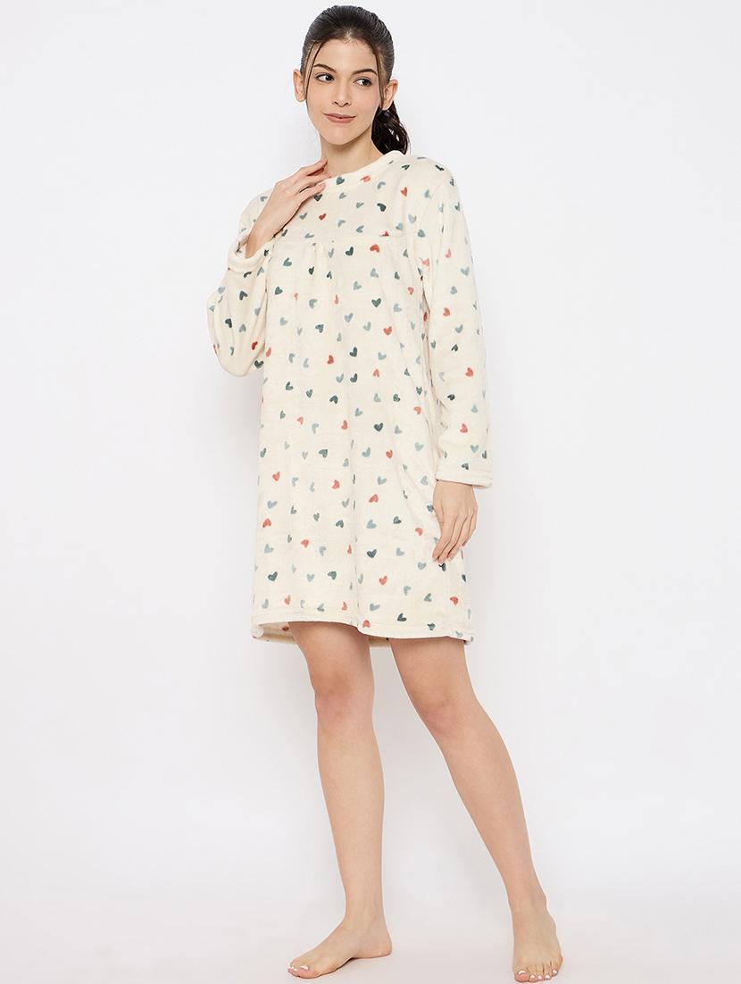 women printed long sleeve nightwear dress - 21700126 - Zoom Image - 0