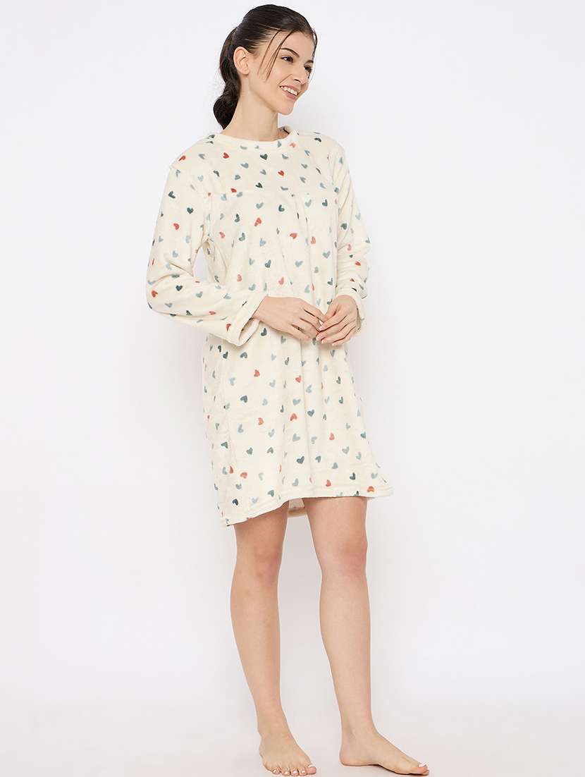 women printed long sleeve nightwear dress - 21700126 - Standard Image - 3