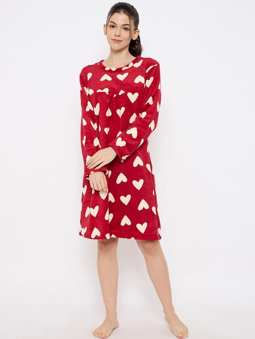 women printed long sleeve nightwear dress - 21700128 - Standard Image - 0