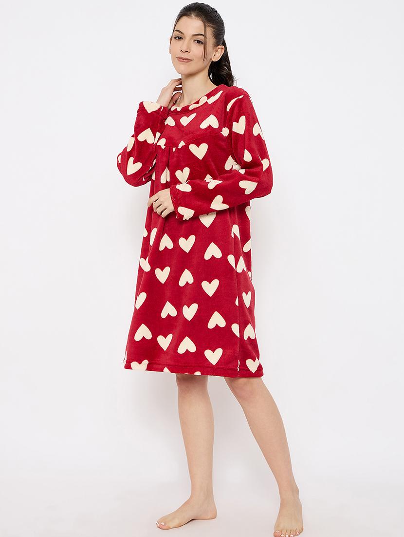 women printed long sleeve nightwear dress - 21700128 - Standard Image - 3
