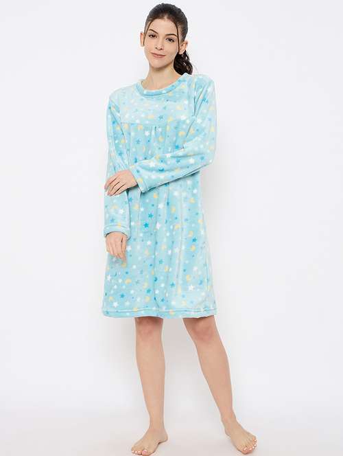 women printed long sleeve nightwear dress - 21700129 -  Standard Image - 0