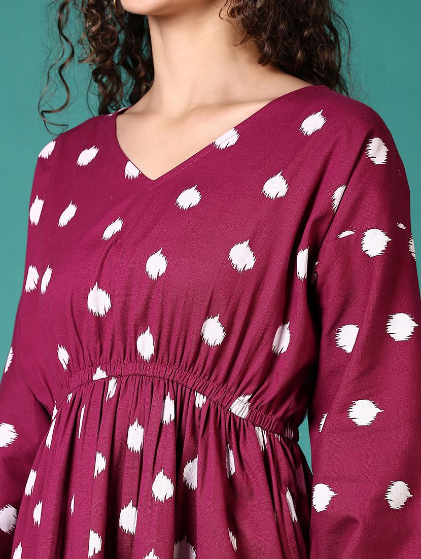 women printed long sleeve fit & flare dress - 21700290 - Standard Image - 5