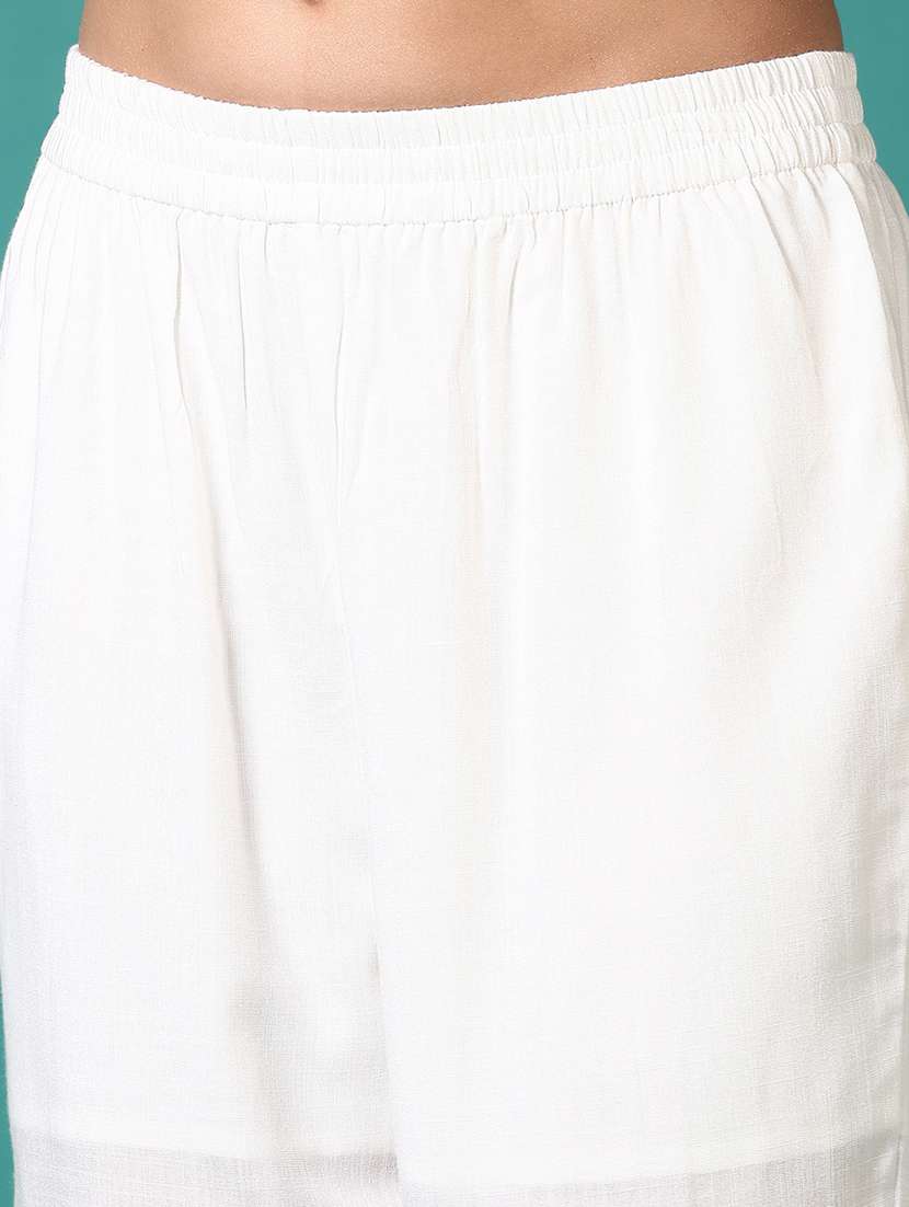 women white solid straight palazzo - 21700304 - Standard Image - 5