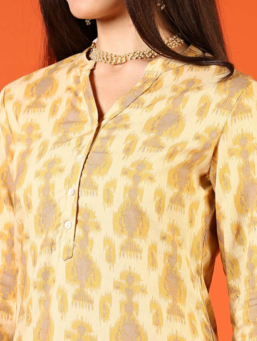 women printed three quarter sleeve straight kurta - 21700308 -  Standard Image - 5