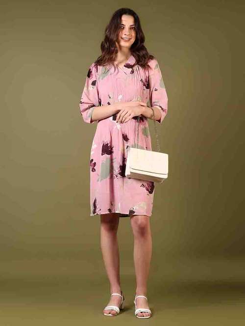 women v-neck floral printed a-line dress - 21700354 -  Standard Image - 0