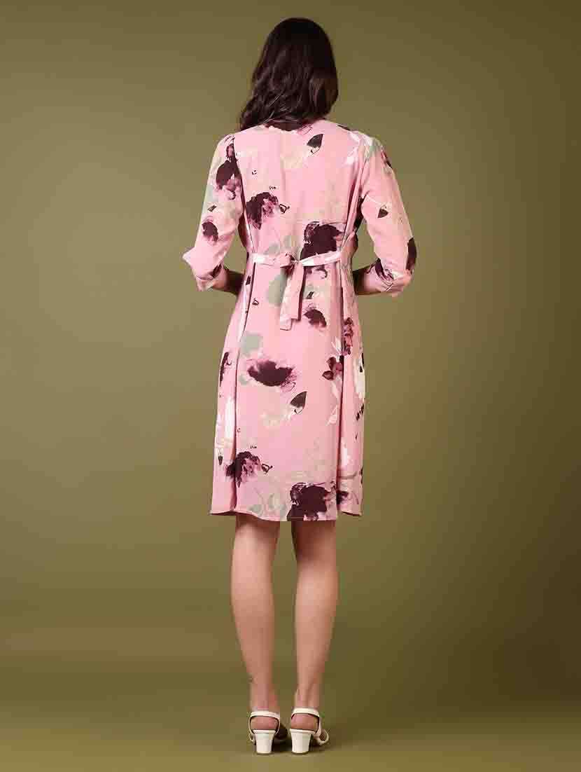 women v-neck floral printed a-line dress - 21700354 -  Standard Image - 3