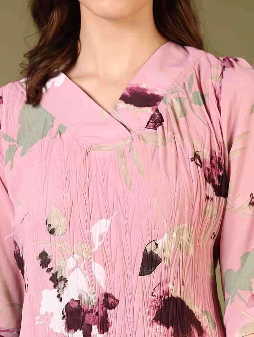 women v-neck floral printed a-line dress - 21700354 -  Standard Image - 5