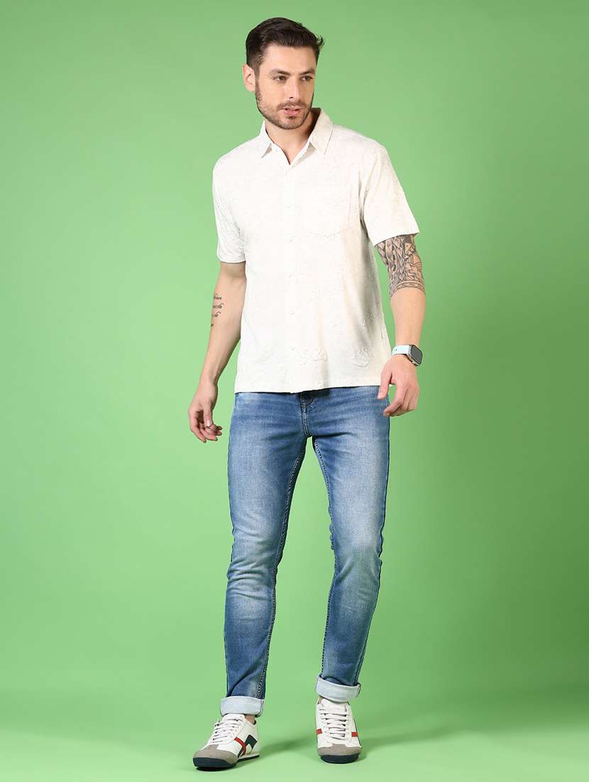 men self design short sleeve regular fit casual shirt - 21700404 -  Standard Image - 3