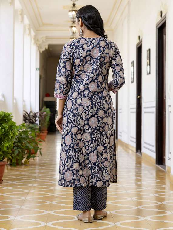 women floral three quarter sleeve suit set - 21700565 -  Standard Image - 3