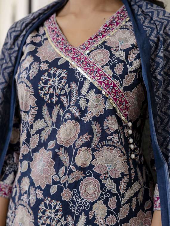 women floral three quarter sleeve suit set - 21700565 -  Standard Image - 5