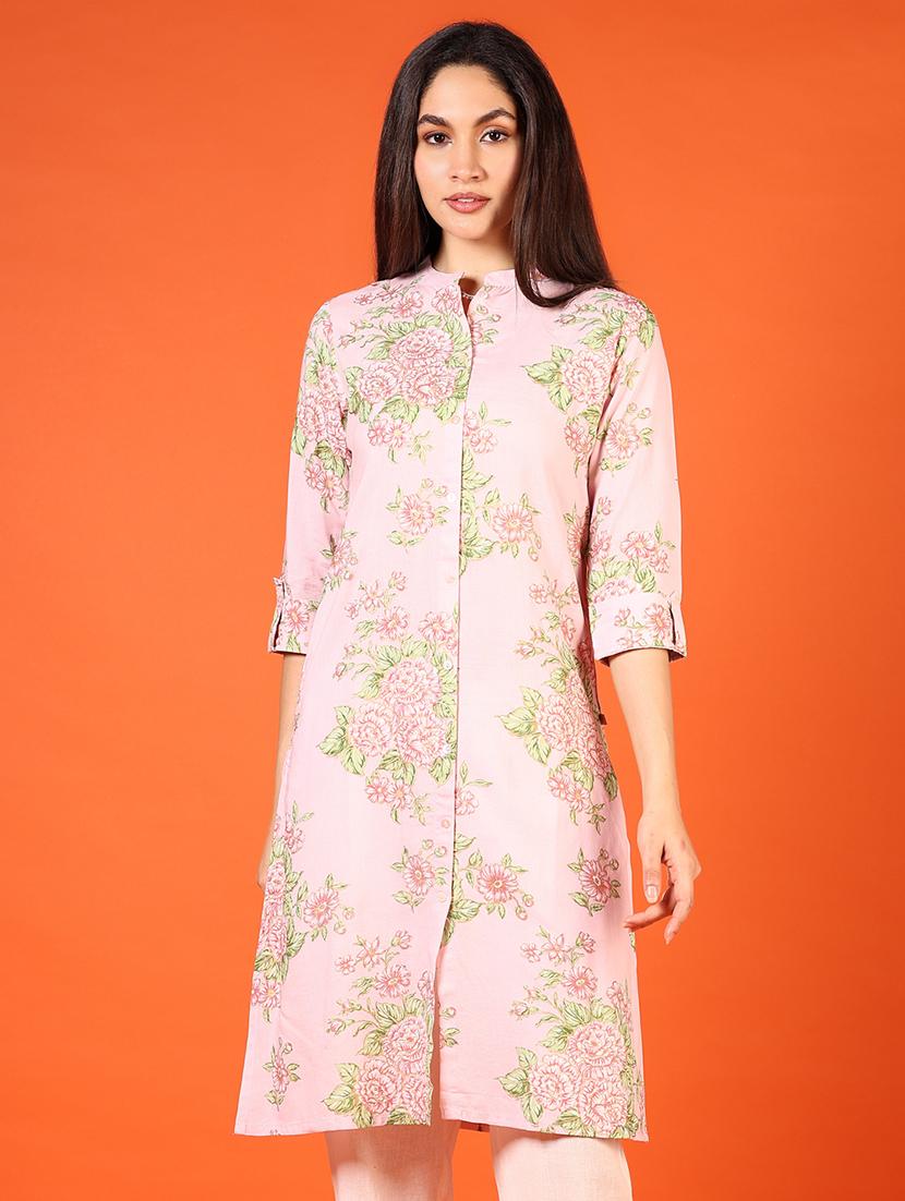 women printed three quarter sleeve straight kurta - 21700679 - Zoom Image - 0