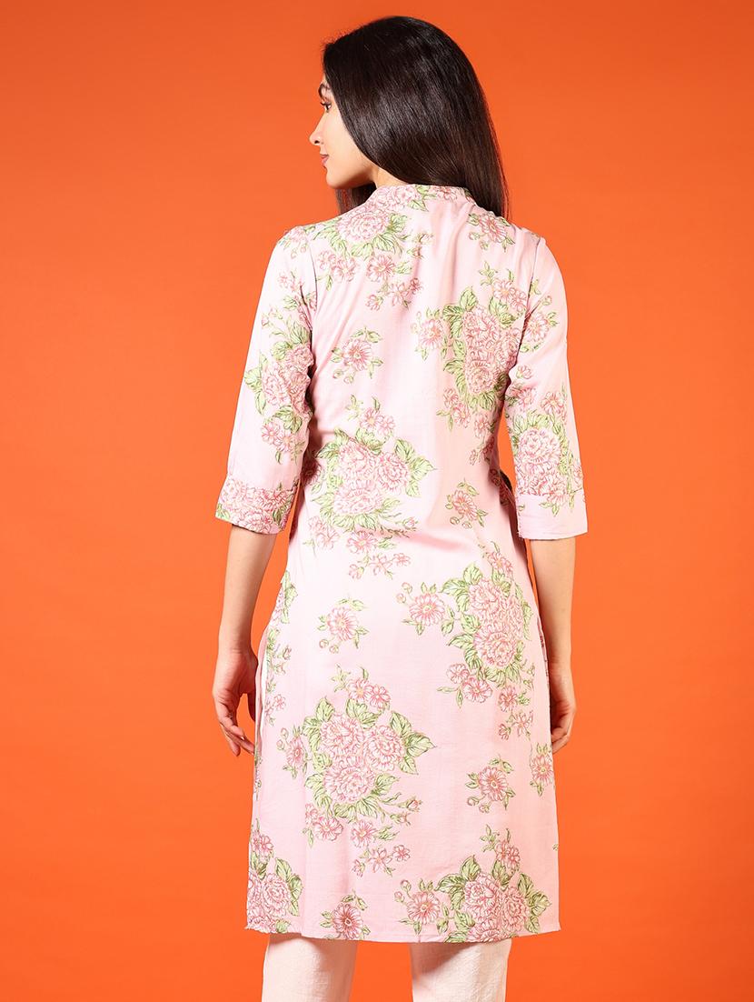 women printed three quarter sleeve straight kurta - 21700679 - Standard Image - 3