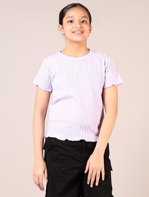 girls self design round neck top - 21700683 - Standard Image - 0