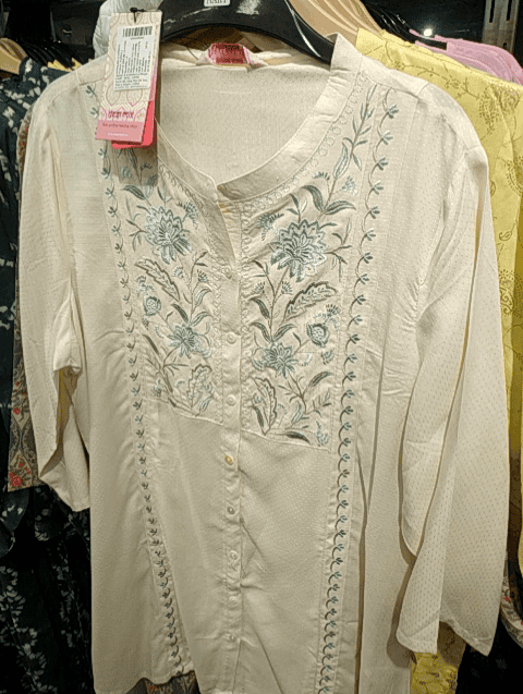 off white rayon dobby kurti - 21700728 - Standard Image - 0