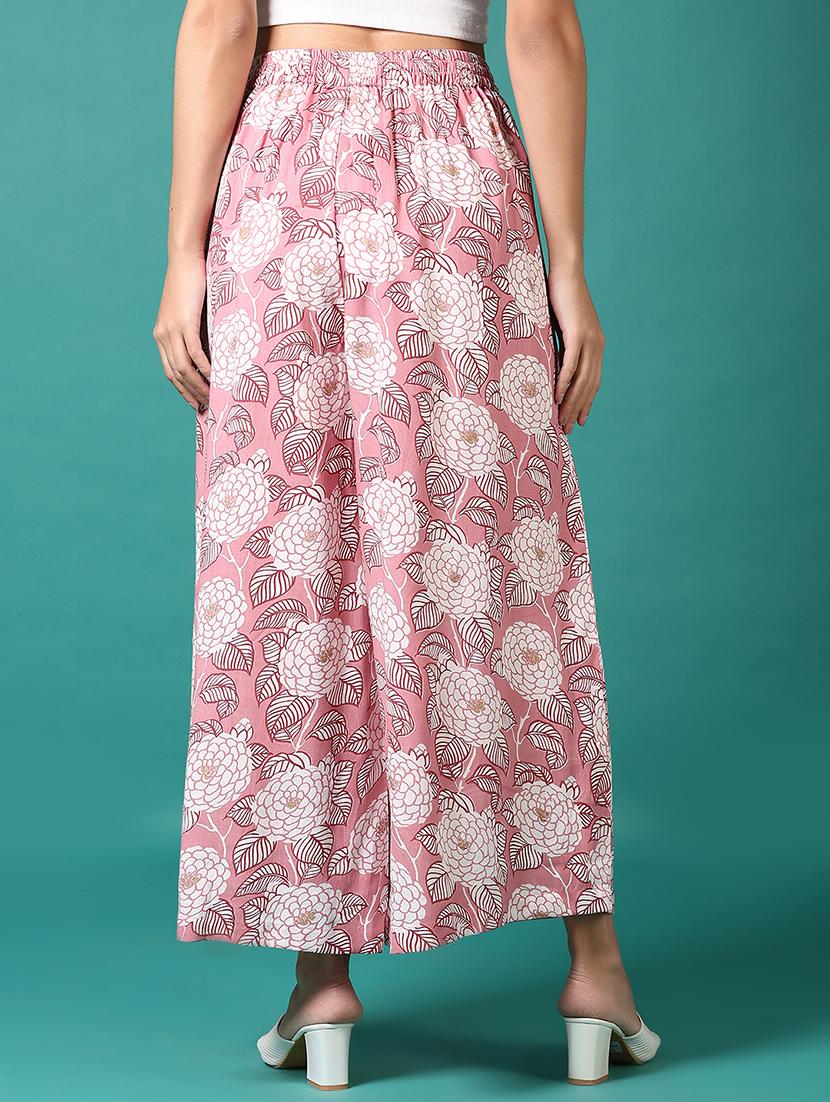 women pink floral printed straight palazzo - 21700731 - Standard Image - 3