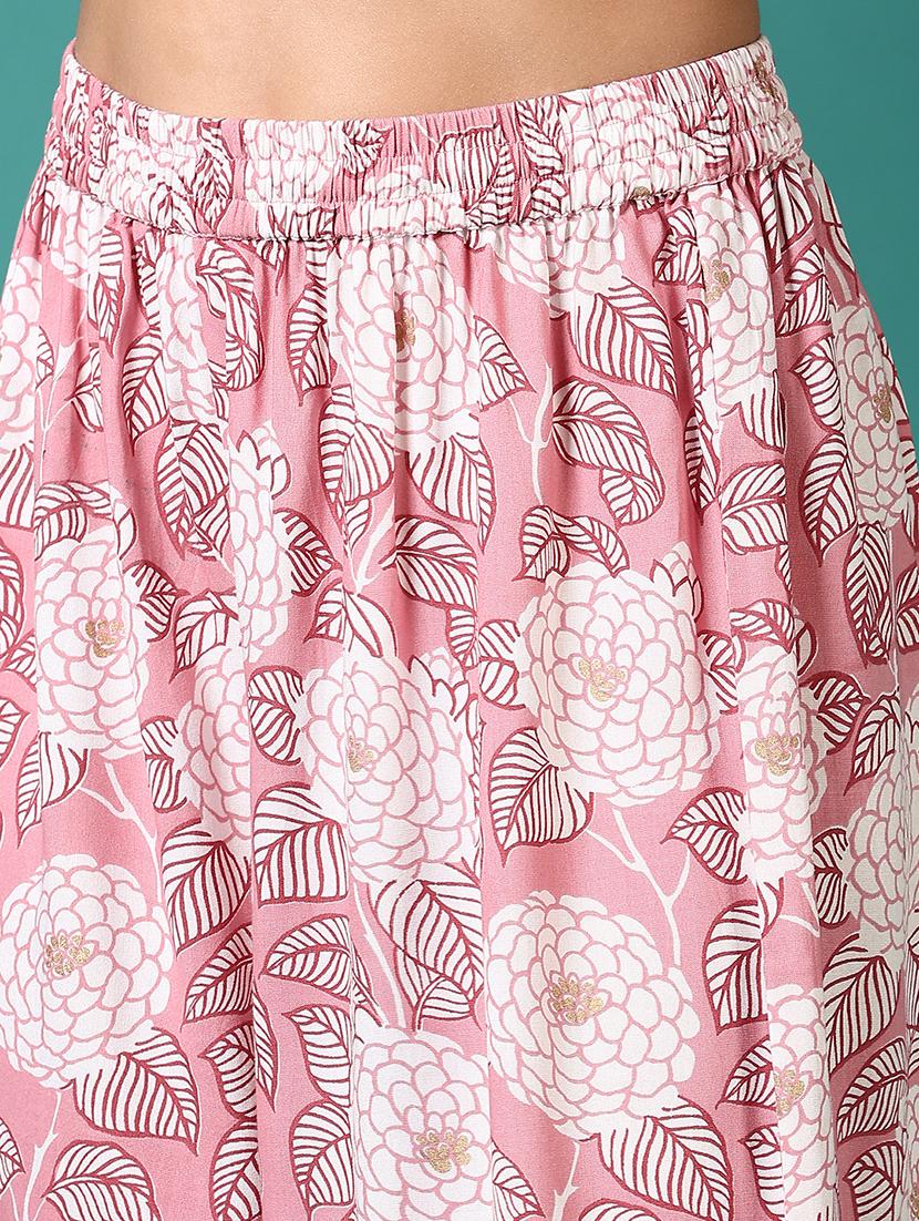 women pink floral printed straight palazzo - 21700731 - Standard Image - 5
