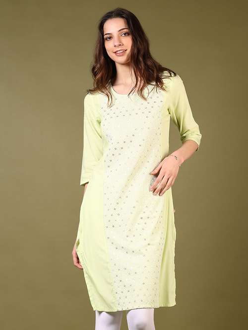 women round neck embroidered straight kurta - 21700737 - Standard Image - 0