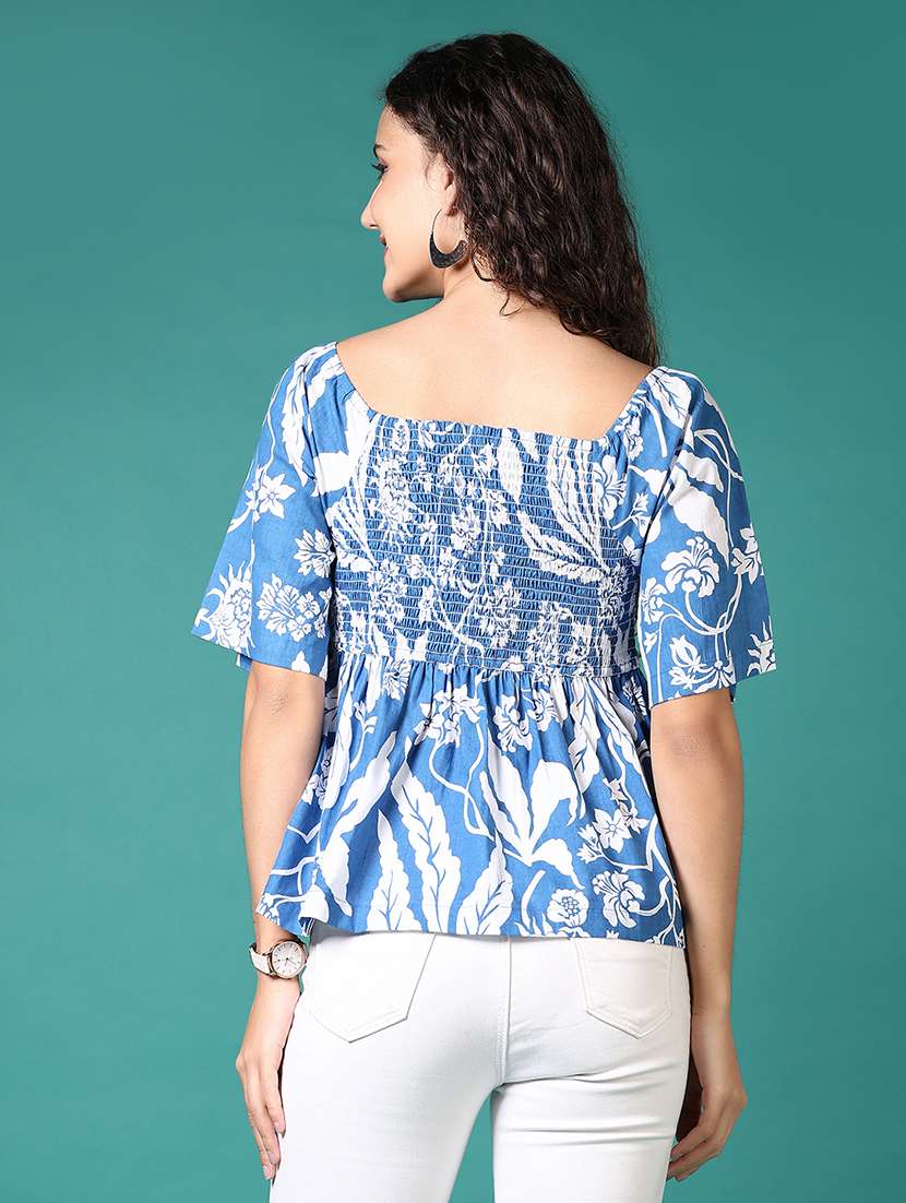 women floral printed square neck peplum top - 21700776 -  Standard Image - 3