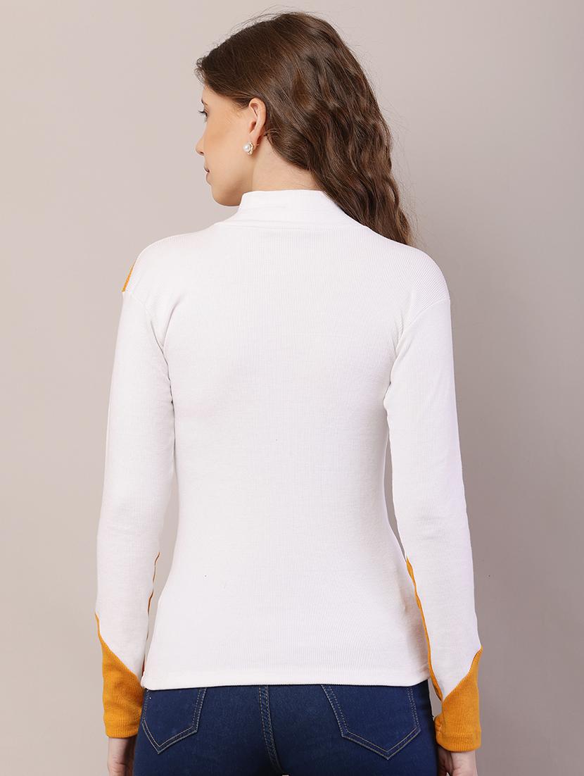 women color blocked mock neck straight top - 21700943 - Standard Image - 3