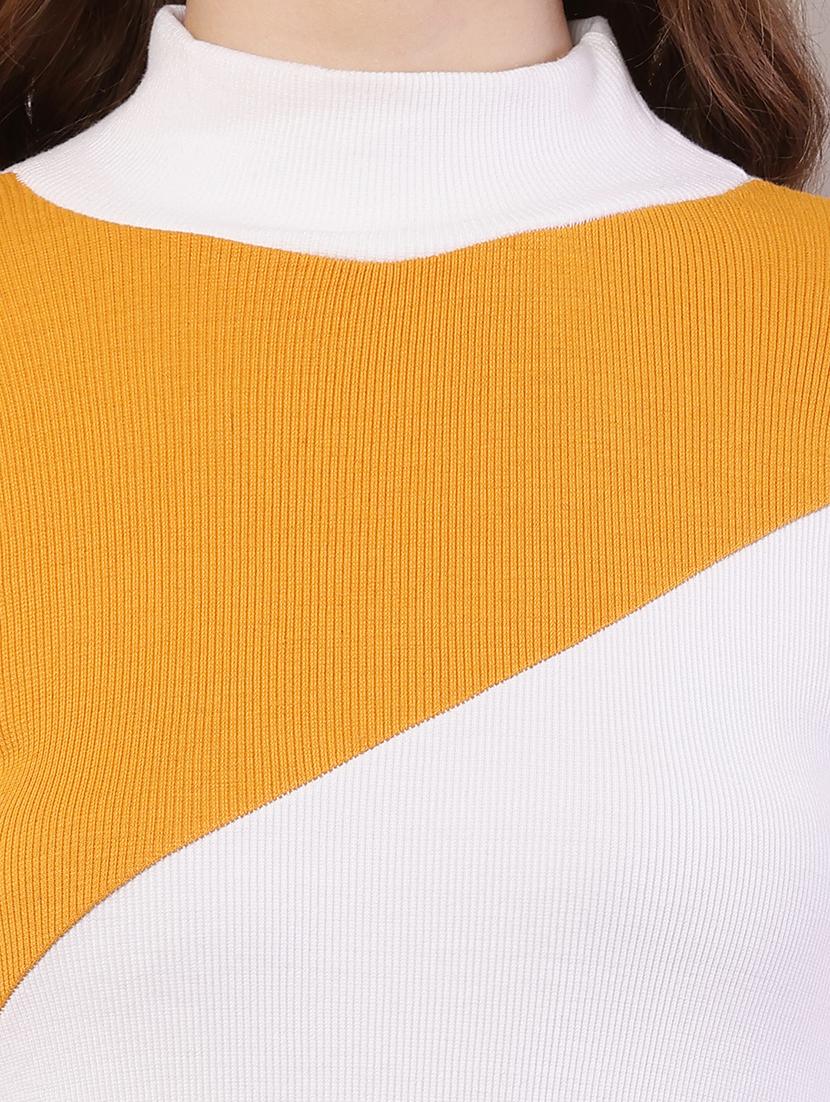 women color blocked mock neck straight top - 21700943 - Standard Image - 5