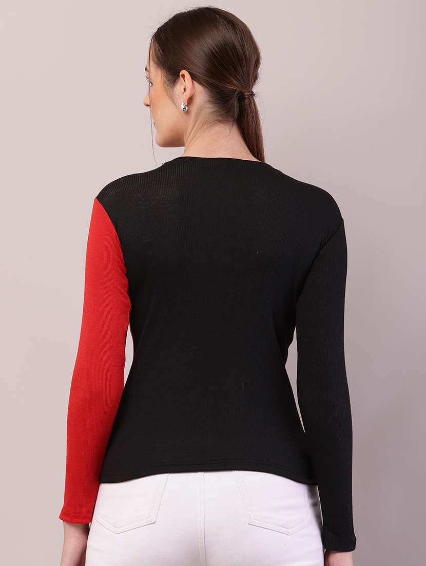 women color block long sleeve top - 21700954 -  Standard Image - 3