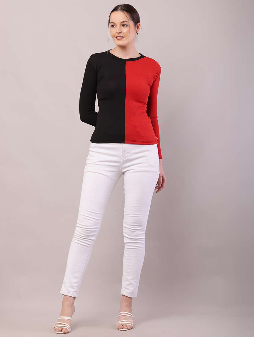 women color block long sleeve top - 21700954 -  Standard Image - 5
