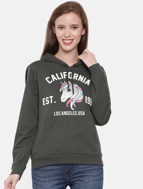 women front print hodded sweatshirt - 21700958 - Standard Image - 0