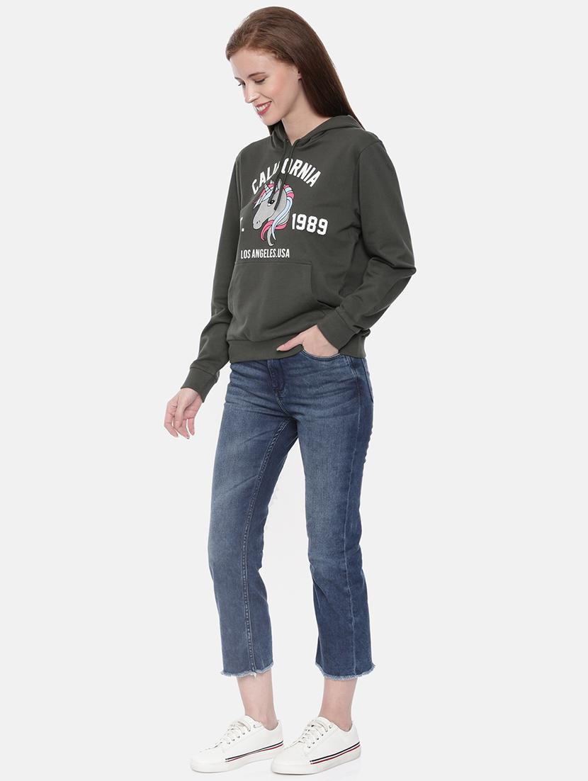 women front print hodded sweatshirt - 21700958 - Standard Image - 3