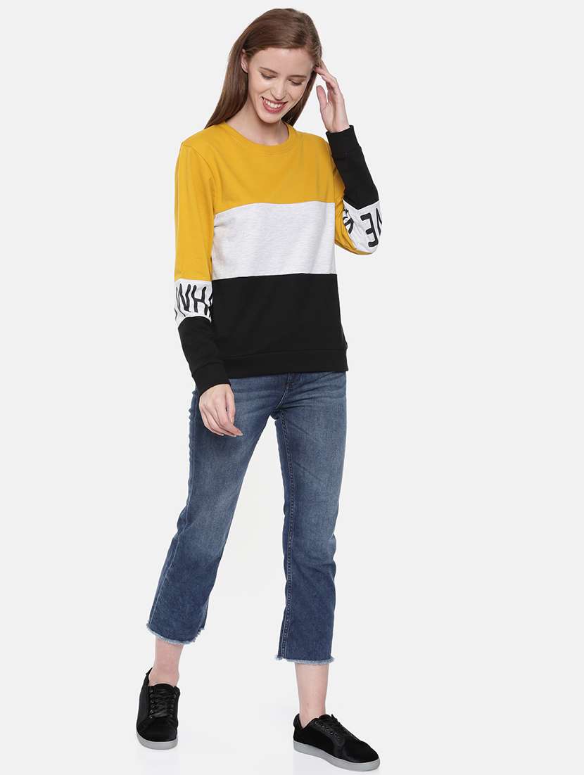 women color block long sleeve sweatshirt - 21700959 - Standard Image - 3
