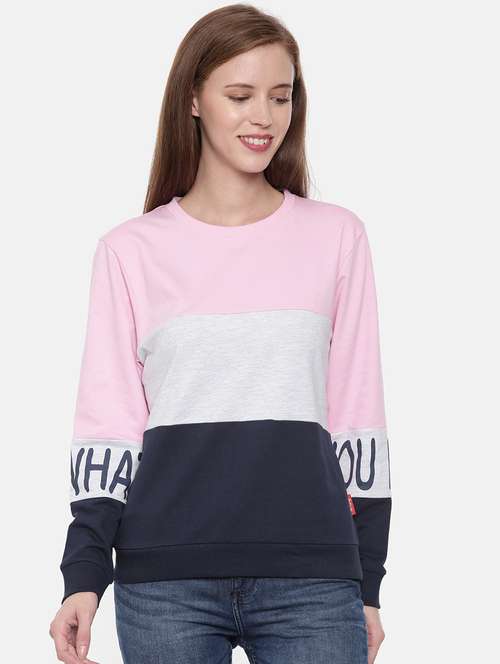 women color block long sleeve sweatshirt - 21700960 -  Standard Image - 0