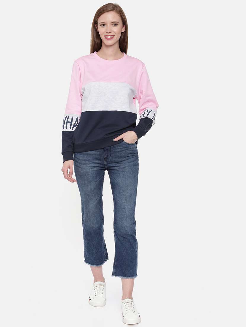 women color block long sleeve sweatshirt - 21700960 - Standard Image - 3