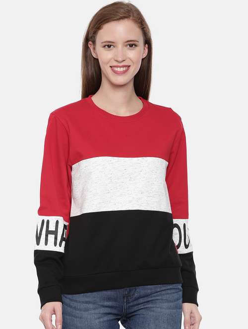 women color block long sleeve sweatshirt - 21700961 -  Standard Image - 0