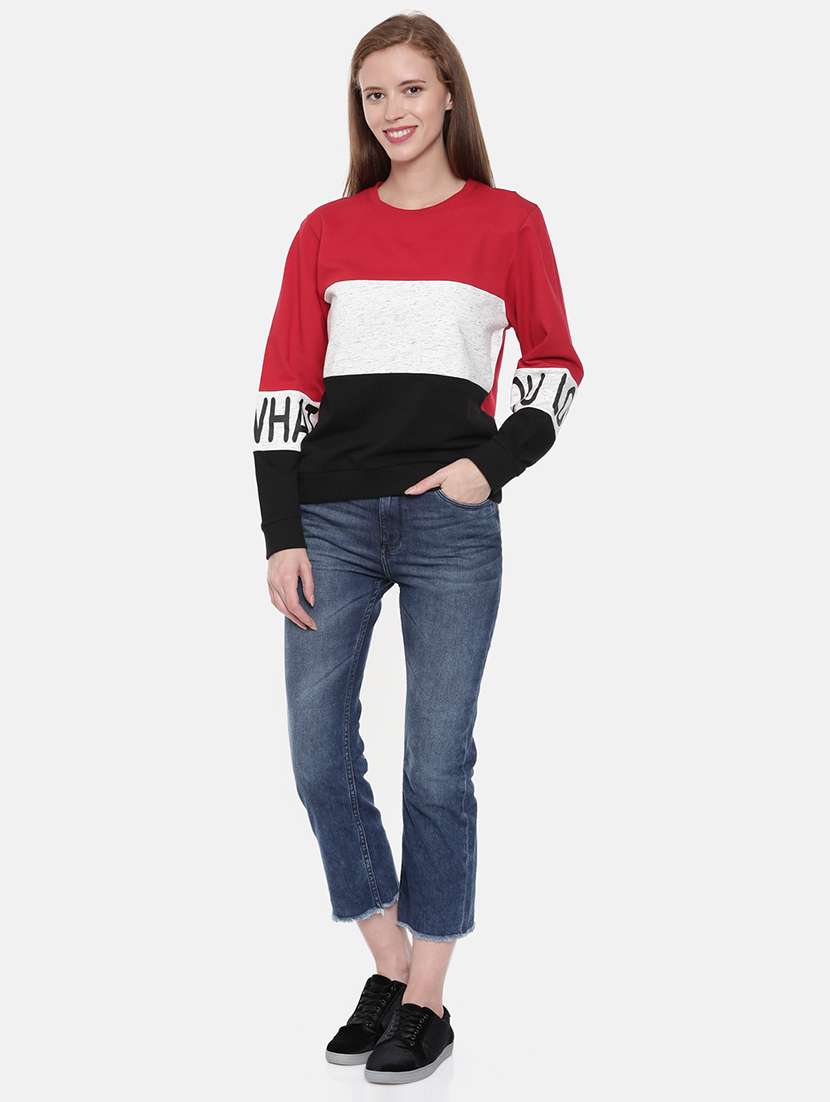 women color block long sleeve sweatshirt - 21700961 -  Standard Image - 3
