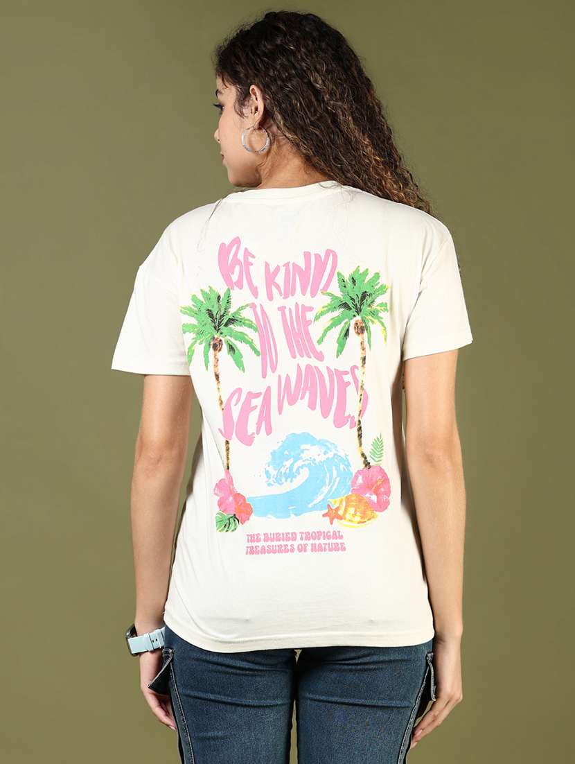 women front & back print round neck t-shirt - 21701005 -  Standard Image - 3