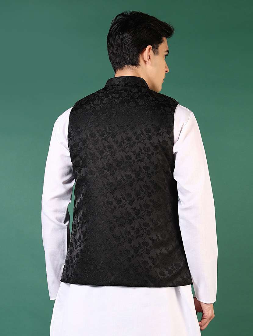 men mandarin neck regular fit nehru jacket - 21701013 -  Standard Image - 3