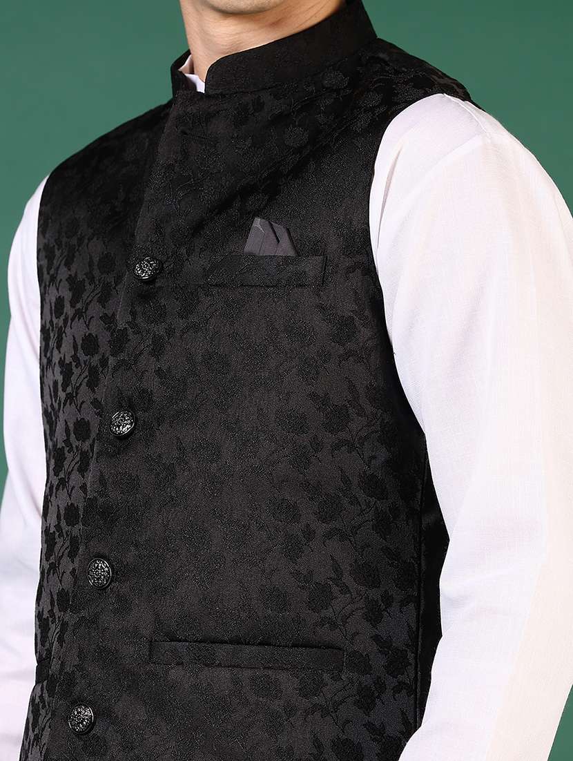men mandarin neck regular fit nehru jacket - 21701013 -  Standard Image - 5