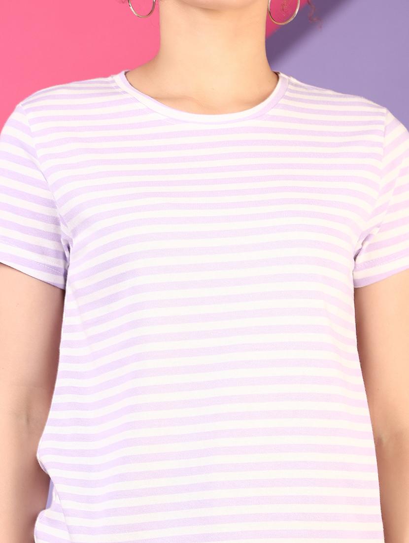 women lavender striped short sleeve t-shirt - 21701036 - Standard Image - 3