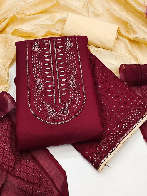 women embroidered 3-piece unstitched dress material - 21701179 - Standard Image - 0