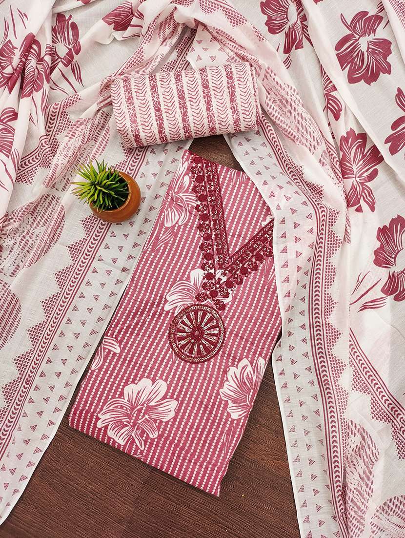 women floral printed 3-piece unstitched dress material - 21701298 - Zoom Image - 0