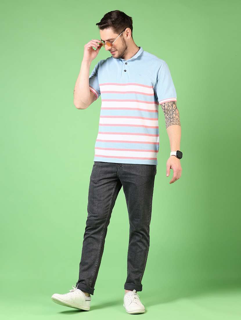 men short sleeves striped polo t-shirt - 21701577 -  Standard Image - 3