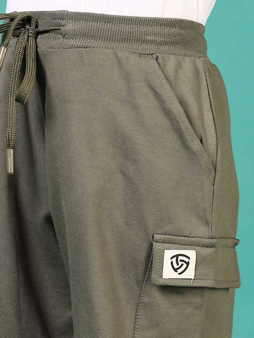 boys olive solid mid rise shorts - 21701591 -  Standard Image - 5