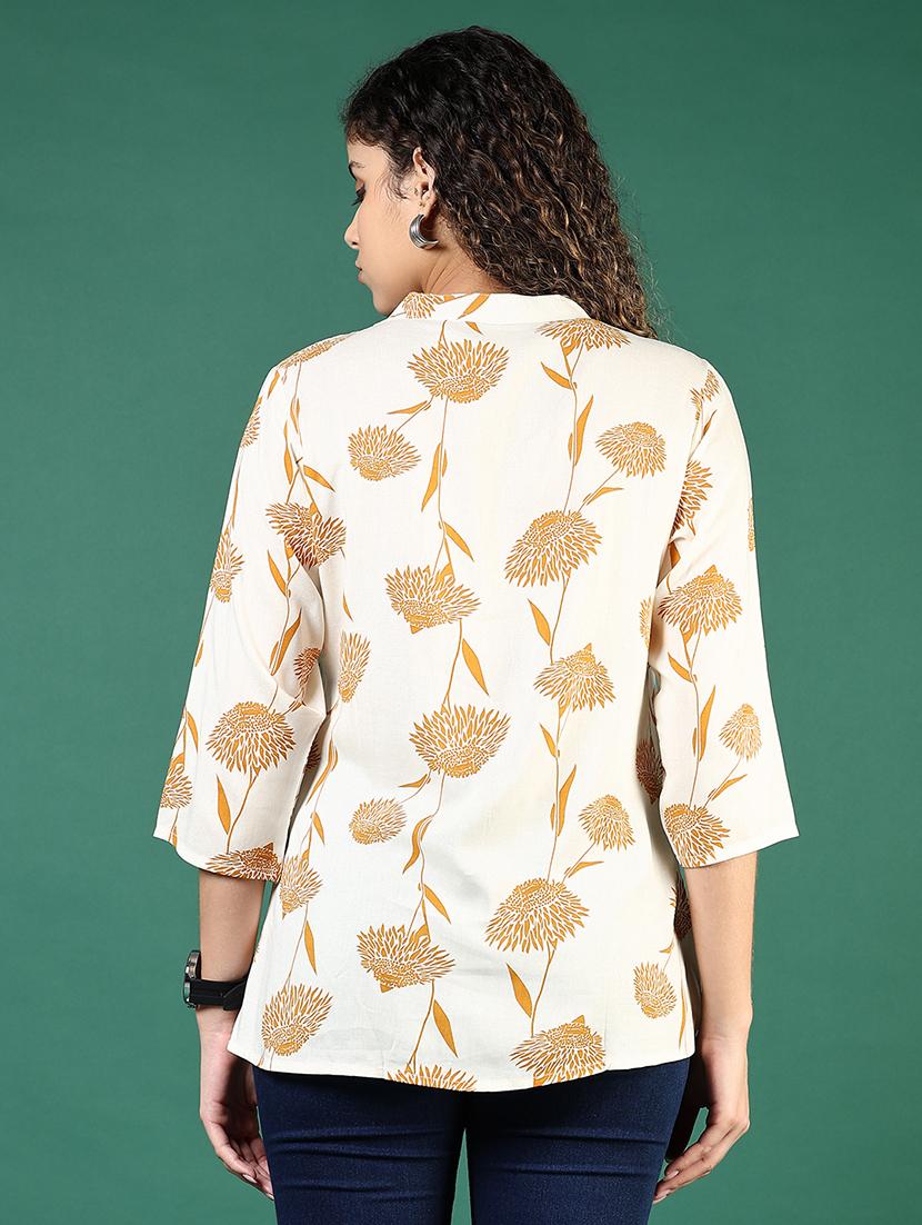 women printed mandarin neck regular top - 21701713 - Standard Image - 3
