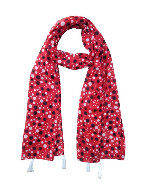 women red polka dots printed scarf - 21701841 - Standard Image - 0