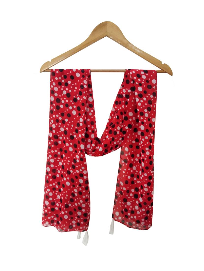 women red polka dots printed scarf - 21701841 - Standard Image - 3