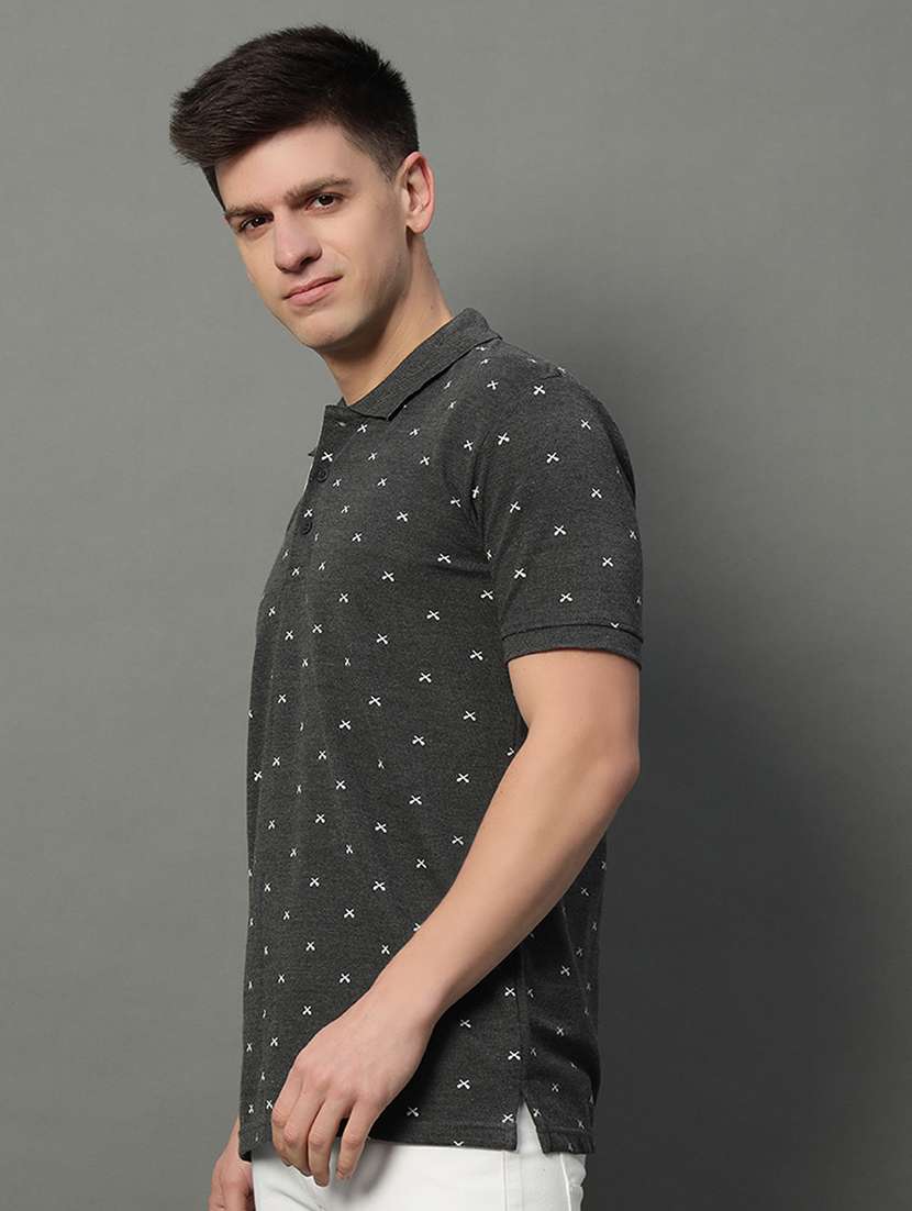 men printed short sleeve polo t-shirt
