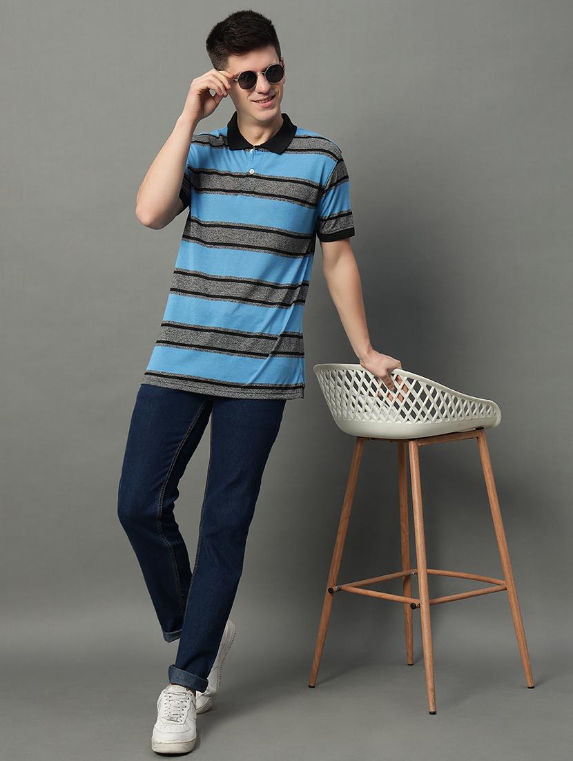 men striped short sleeve polo t-shirt - 21703121 - Standard Image - 3