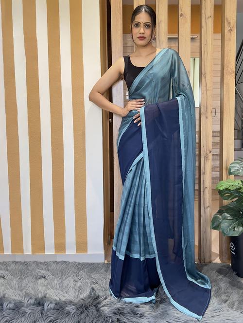 women stripes printed bordered saree with blouse - 21703226 -  Standard Image - 0